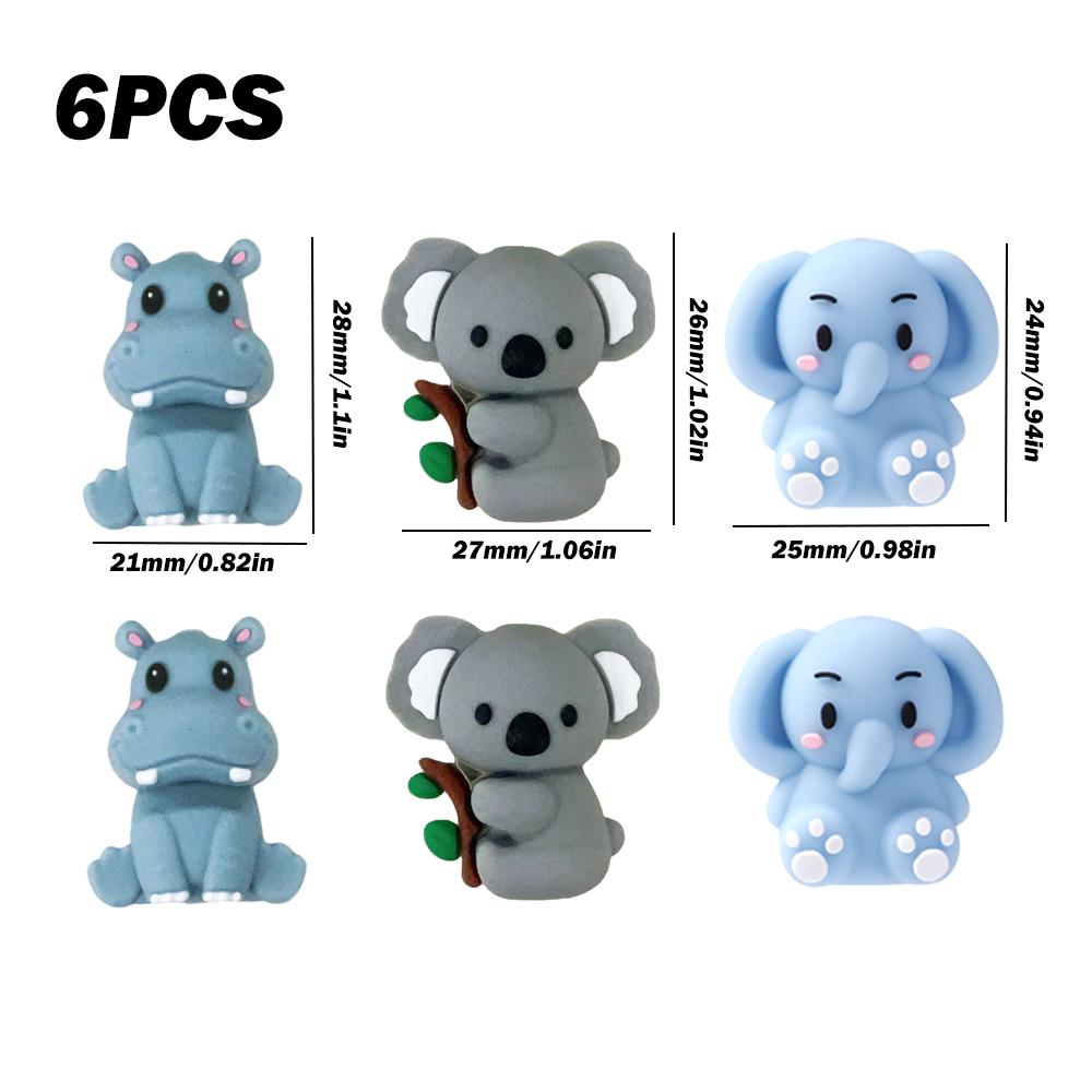 

25/55PCS Hippopotamus Elephant Koala Silicone Bead Set, perfect for DIY handmade crafts such as keychains, necklaces, bracelets,