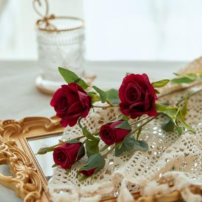 A Bouquet Of Simulated Roses, Home Living Room Decoration Flowers, Wedding Gardening Cloth Set Simulation Flowers