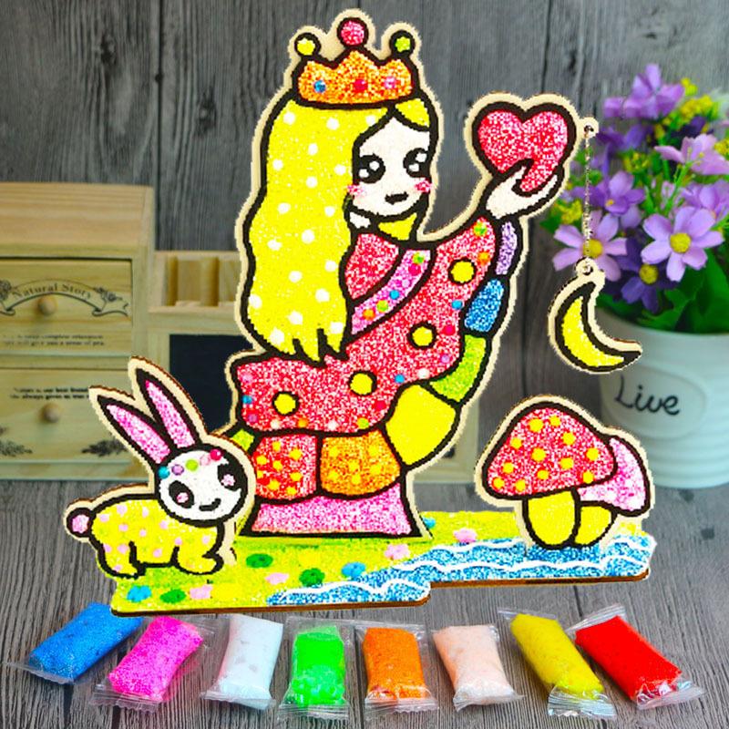 3D Wood Snowflake Clay Painting Children DIY Creative Colorful Mud Painting  Board Art Painting Tool Child