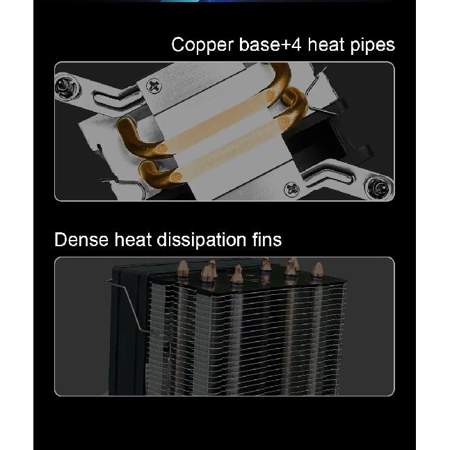 2 Heat Pipes CPU Air Cooler X79 X99 4Pin Processor Cooling Fan For Intel LGA 775 1366 1151 1155 1200 1700 2011 AMD AM3 AM4 AM5