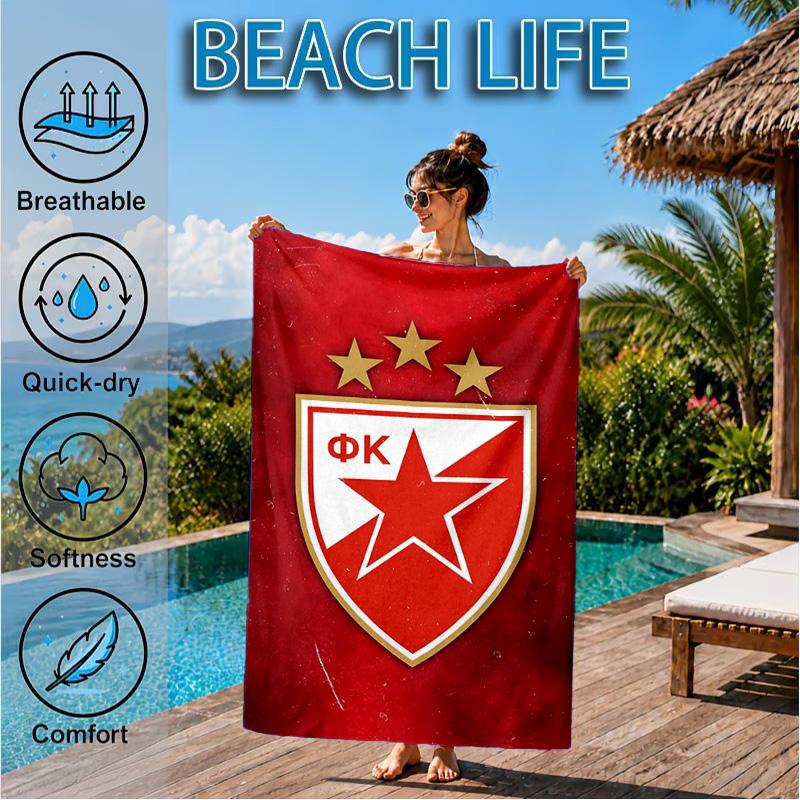 Crvena Zvezda Beach Towel, Quick-drying, Easy to Care for, Suitable for Both Fitness and Beach Vacations,Sports Essential