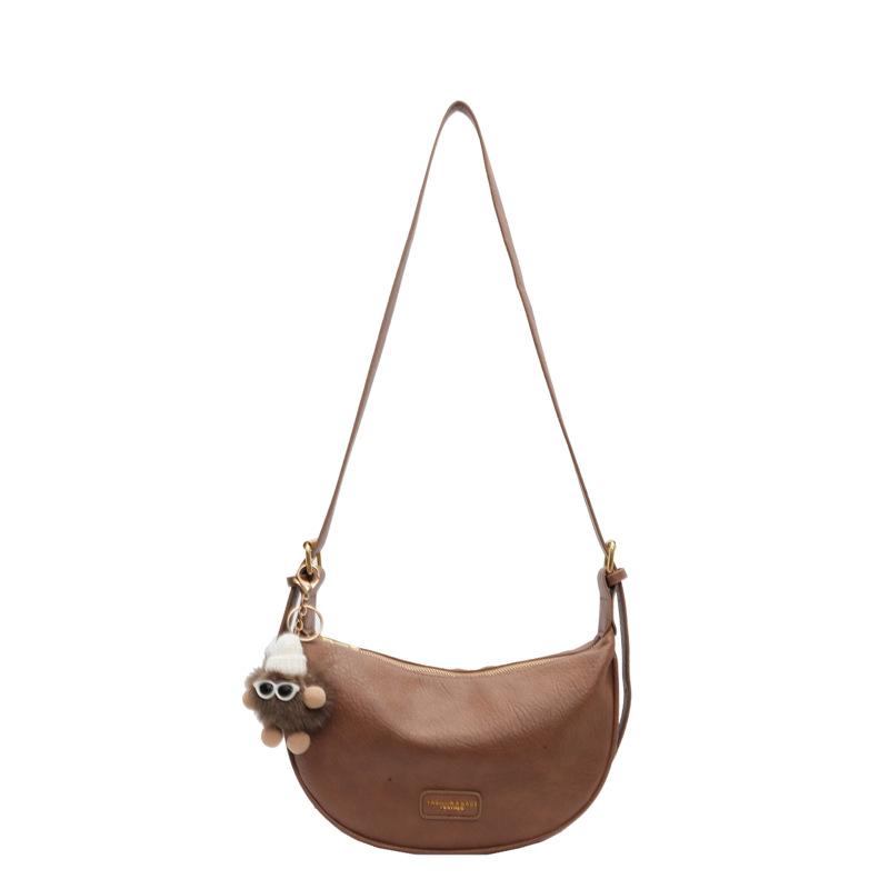 

Женская сумка через плечо, однотонная винтажная сумка через подмышку, сумка через плечо коричневый