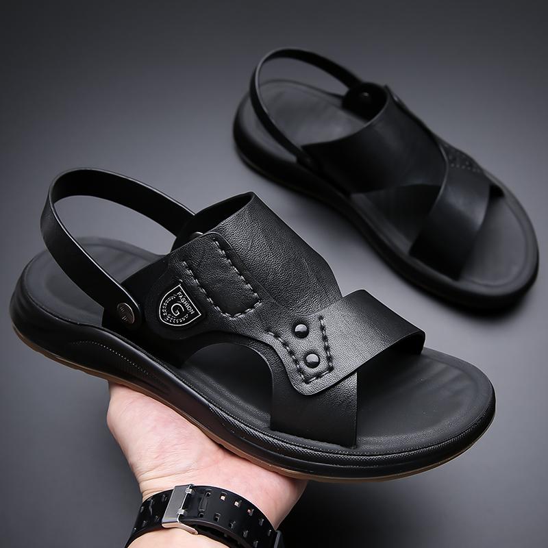 Fashion Hiking Genuine Leather Outdoor Indoor with Platform Trekking Height Ankle Wrap Slippers Beach Male Shoe Men's Sandal Big Size 47