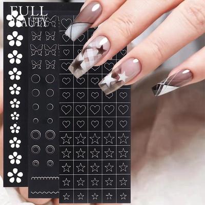 Adesivi per unghie laser Love Rose Farfalla Cuore Star Design Adesivo Slider Decalcomanie Adesivi per nail art Decorazioni per manicure