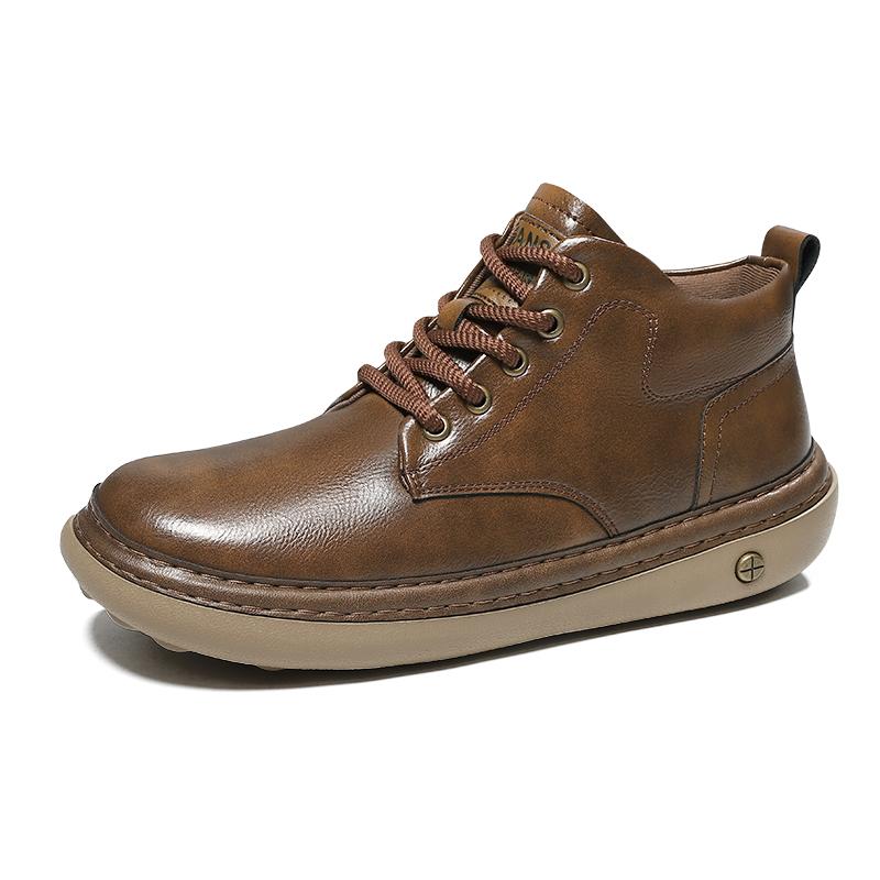 Kézi varrású Valódi Bőr Férfi Csizma Kényelmes Alkalmi Bőr Cipő Férfiaknak Bokacsizma Nagy Méretű Munkavédelmi Cipő