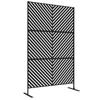 6.5ft Decorative Outdoor Divider Metal Privacy Screen With Stand Triangle Style Black