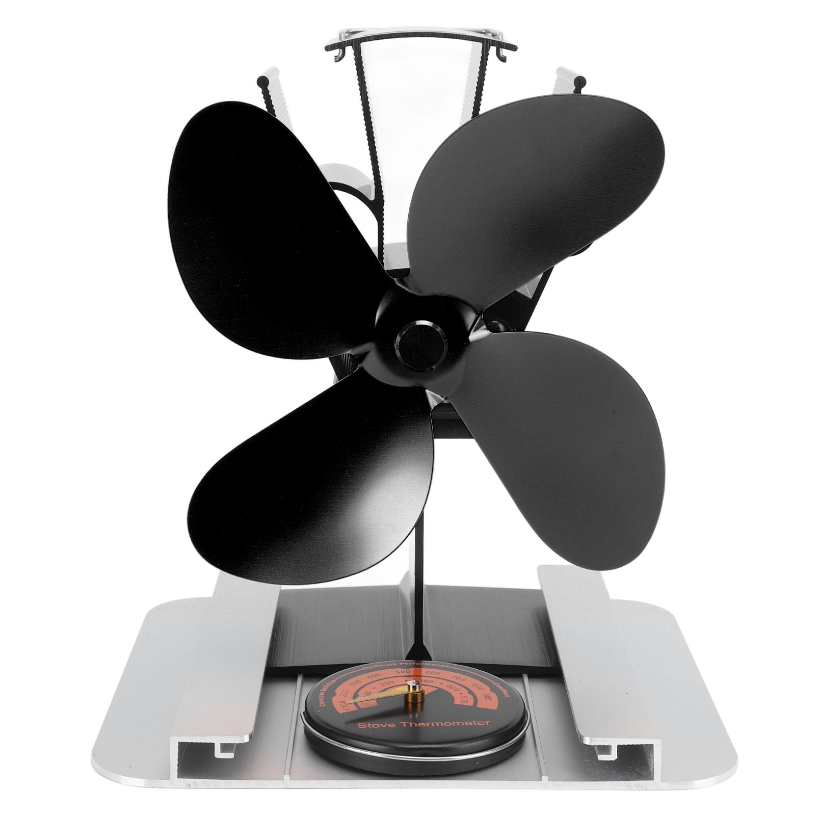 

Вентилятор для плиты с 4 лопастями и термометром с тепловым экраном из алюминиевого сплава, бесшумный, с тепловым питанием чёрный