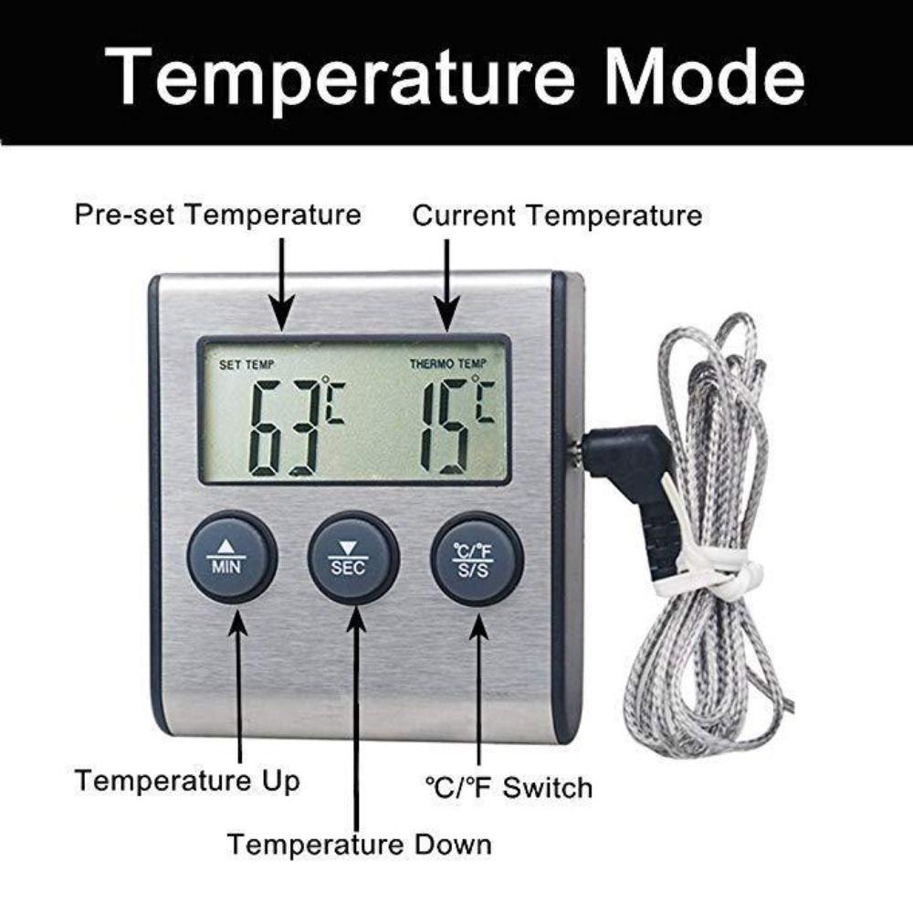 Remote Wireless Grill Timer Stainless Steel Probe Digital Cooking Thermometer  Kitchen