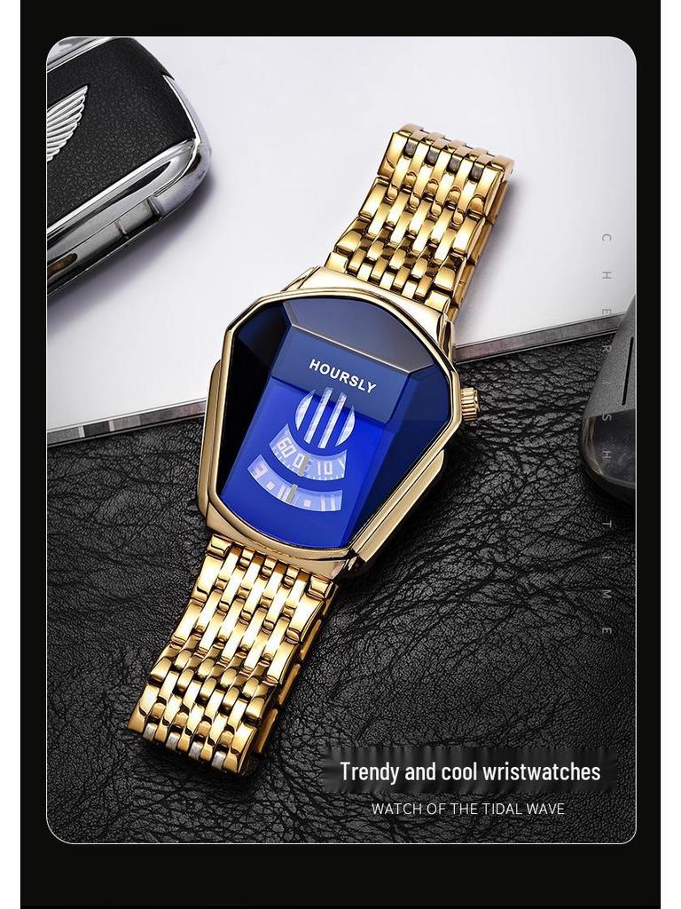 Men's TikTok HOURSLY Alloy Motorcycle Quartz Waterproof Wristwatch