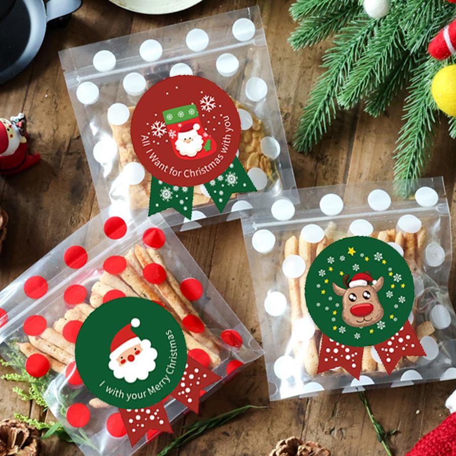 4-40sheets Christmas Label Paper Sticker Package Sealing Stickers for Cookie Candy Nuts Package Xmas Tree Gifts & Cards