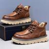 High-top Winter British Style Retro Outdoor Mountaineering Waterproof and Non-slip Sports Thick-soled Heightening Rhubarb Martin Boots
