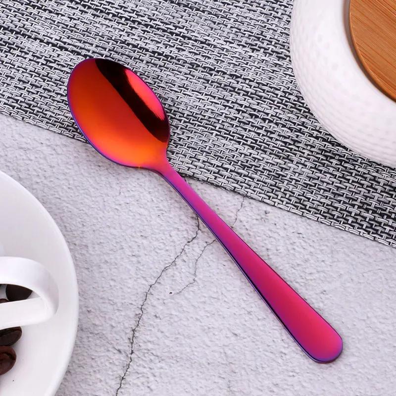 8 Colors Tea Spoons Stainless Steel Coffee Spoon High Quality Dessert Cake Fruit Spoons Gold Small Snack Scoop Dinnerware Tools