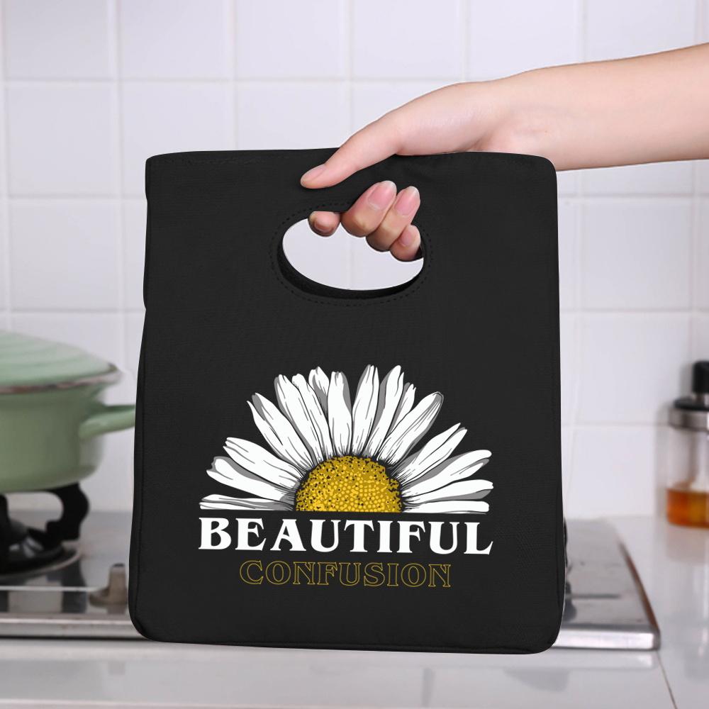 Lunch Bag Breakfast Box Bags Women Portable Hand Pack Picnic Travel Products Daisy Printed School Food Storage Bags Bento Pouch