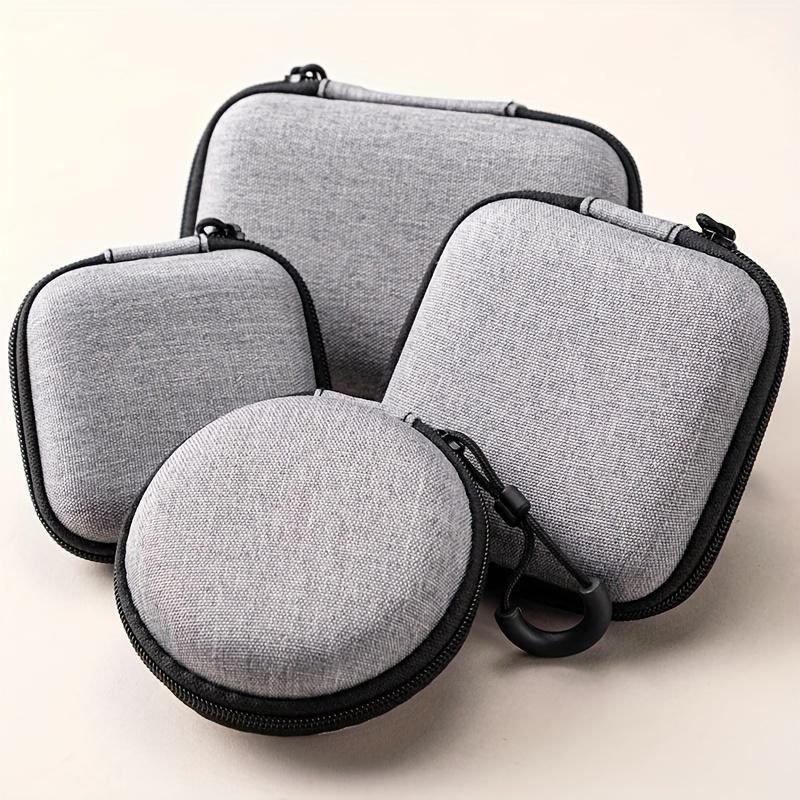 Mini Earphone Storage Bag Hard Shell Data Cable Organizer Box Portable Travel Gadgets Protective Cover Solid Color Large Capacity Case