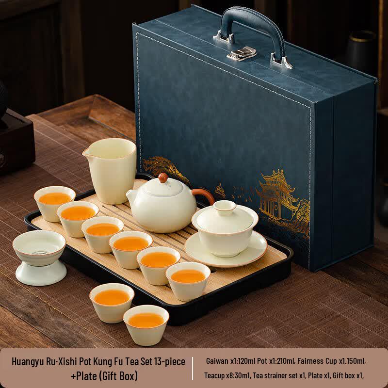 

Chaxun Ru Ware 11-Piece Tea Set with Dragon Egg Pot and Gaiwan