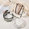 Widened Curved Hair Hoop, Breathable Mesh Base Headband with Imitation Pearls Decor, Anti-Slip Hemming Face Shaping Hair Accessory