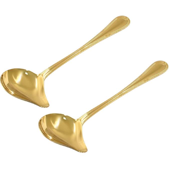 2 Pcs Stainless Steel Sauce Ladle with Pouring Spout, Long Handle Soup Ladle Gravy Ladle Sauce Drizzle Spoon Soup Spoon(Gold) золотой