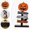 Halloween Atmosphere Props Wooden Sign Decoration, DIY Ghost Pumpkin Bat Tabletop Ornament with Indoor Festive Decor Spooky Slogans, Rustic