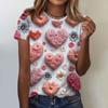 Women's Fashion Casual Short Sleeve Valentine's Day Printed Round Neck T-Shirt Top