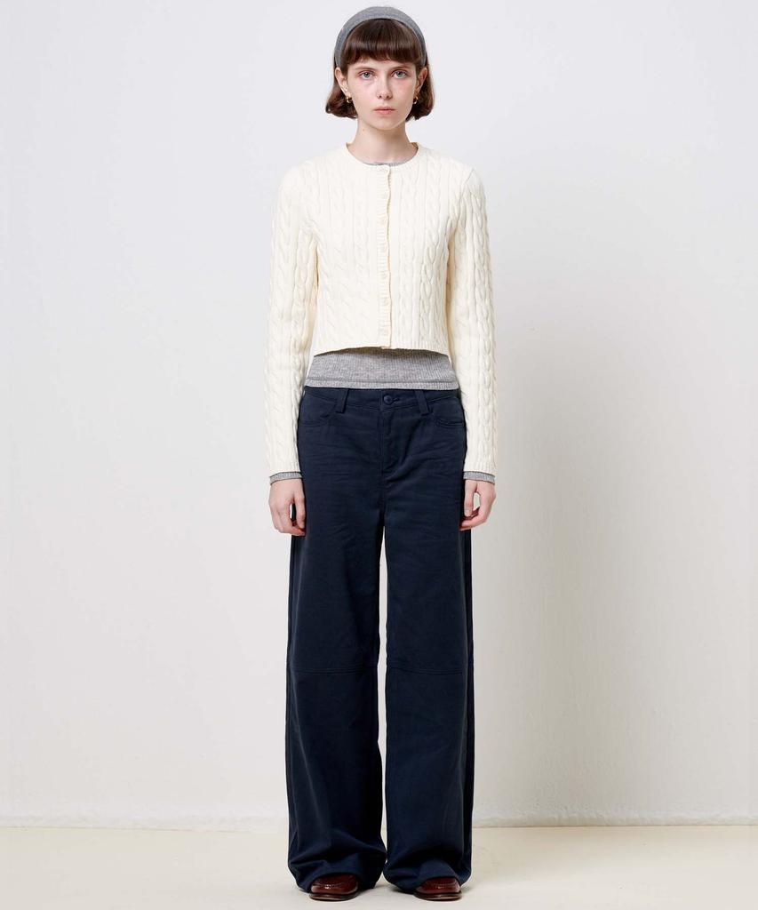 PLAC WOMEN New Preppy Semi-Wide Pants Navy