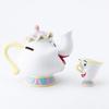 Sunart Disney "Beauty and the Beast" Mrs. Potts & Chip Piggy Bank SAN2743 Cream Diameter 18cm