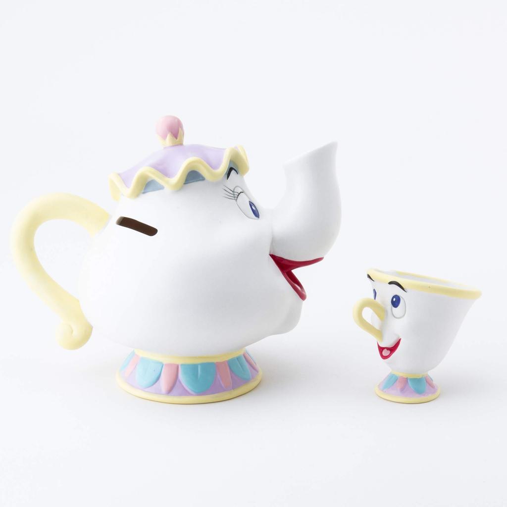 Sunart Disney "Beauty and the Beast" Mrs. Potts & Chip Piggy Bank SAN2743 Cream Diameter 18cm