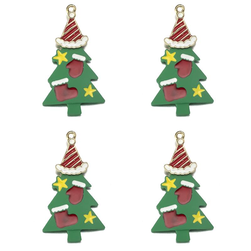 10pcs/lot Alloy Drip Oil Pendant Santa Claus Snowman Christmas Tree Charm Pendant For DIY Men Women Earrings Necklace Party Gift