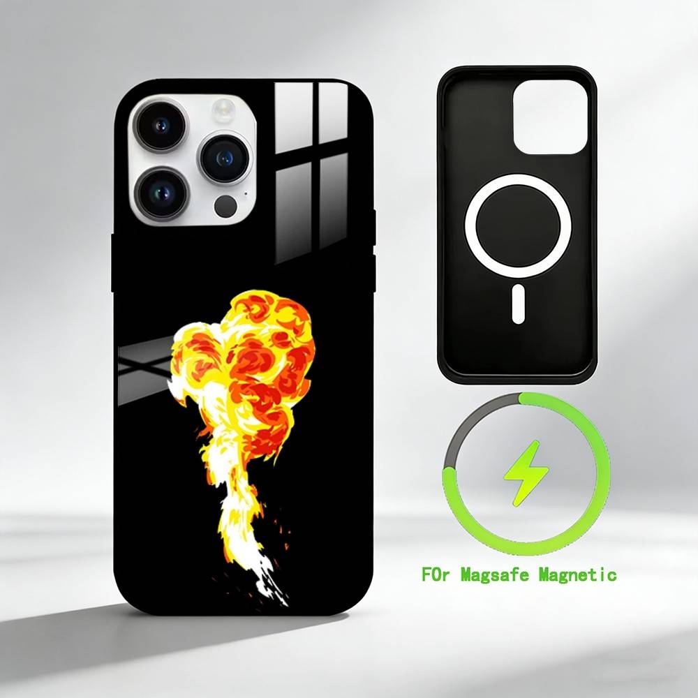 S-Stilistisk explosion Fodral för iPhone 17 16 15 14 13 12 Pro Max Plus för Spegel Trådlöst Magnetiskt Skydd