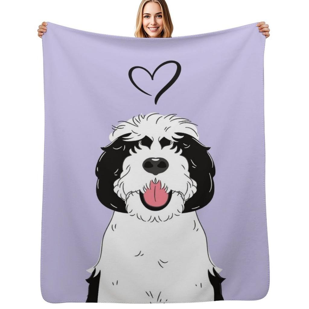 LOVE Black and White Sheepadoodle 2 Coperta Plaid Lilla Coperta Decorativa Elegante Regalo per Amici Coinquilino