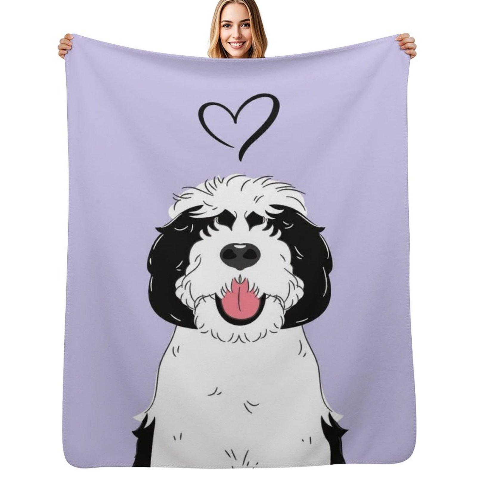

LOVE Black and White Sheepadoodle 2 Lilac Throw Blanket Stylish Decor Blanket Gift for Friends Roommate 75x100cm