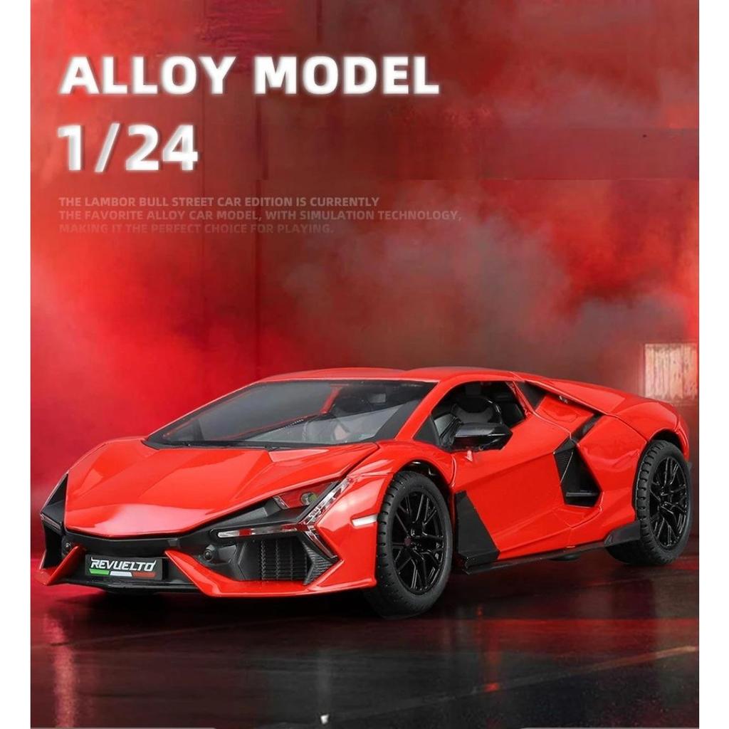 1/24 Lamborghini Revuelto Sports Car Toy Model Alloy Die Cast Four Wheel Suspension All Car Doors Can Be Opened Vehicle Models Collect Gifts