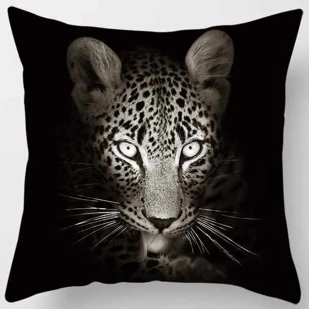 Animal World Tiger Lion Print Pattern Pillowcase Living Room Sofa Cushion Cover Bedroom Bedside Home Decoration 45x45cm