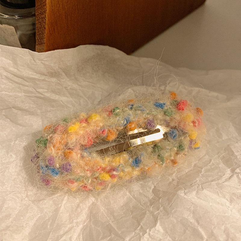 Korean Cute Sugar Bean Plush Hair Clip - Colorful Wool Christmas Hairpin for Women