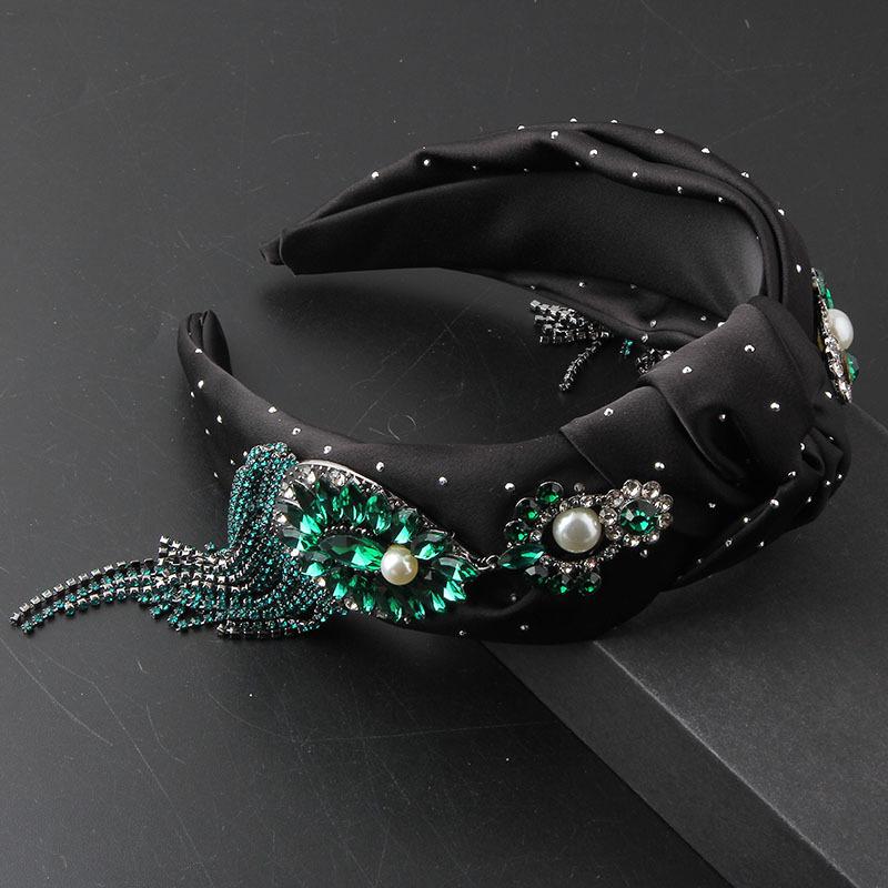 Mote Hodeplagg, Barokk Stoff, Diamant Tiara, Duskel Knyttet Hårbånd, Vakkert Hårtilbehør For Kvinners Fest