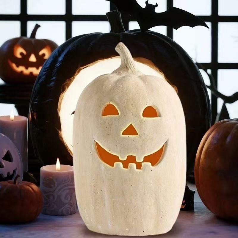Handmade Terracotta Jack O' Lantern Resin Pumpkin Lamp