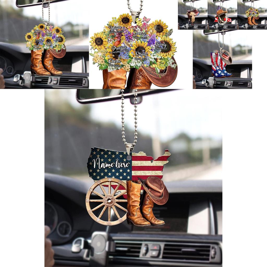 Wild West Floral Gift For Horse Lovers Vintage Cowboy Car Decoration Hanging Ornament