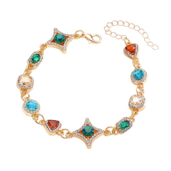 Colorful Faux Gem Necklace Women Retro Necklace Bracelet Sparkling Rhinestone Necklace for Jewelry Gift Parties Dating Weddings