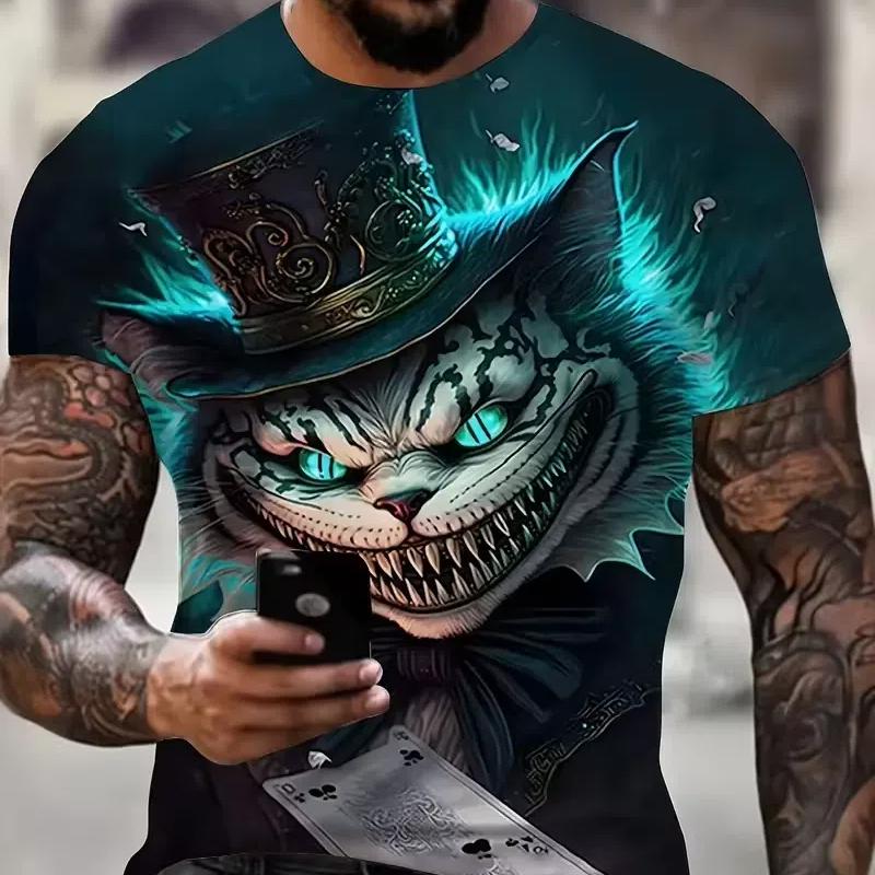 

Мужская футболка уличная летняя повседневная футболка с короткими рукавами и мультяшным принтом забавные животные модная уличная мужская одежда больших размеров 6XL