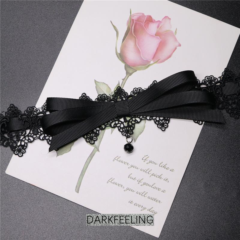 Gothic Lolita Bow Lace Choker Necklace for Women