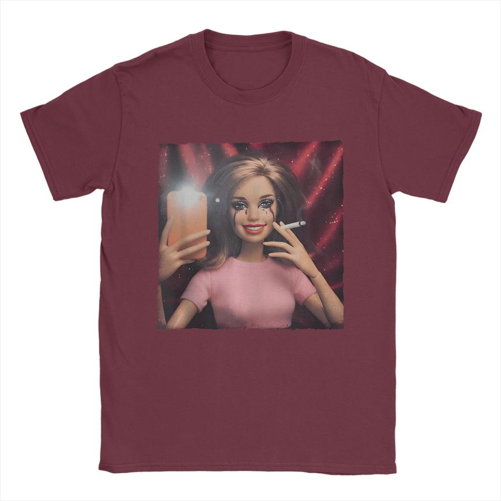 Unisex TShirt Disgusted Doll Face Meme Vintage Pure Cotton Tees Short Sleeve Sarcasm Funny Humor Unhinged Gen Z T Shirt Clothes