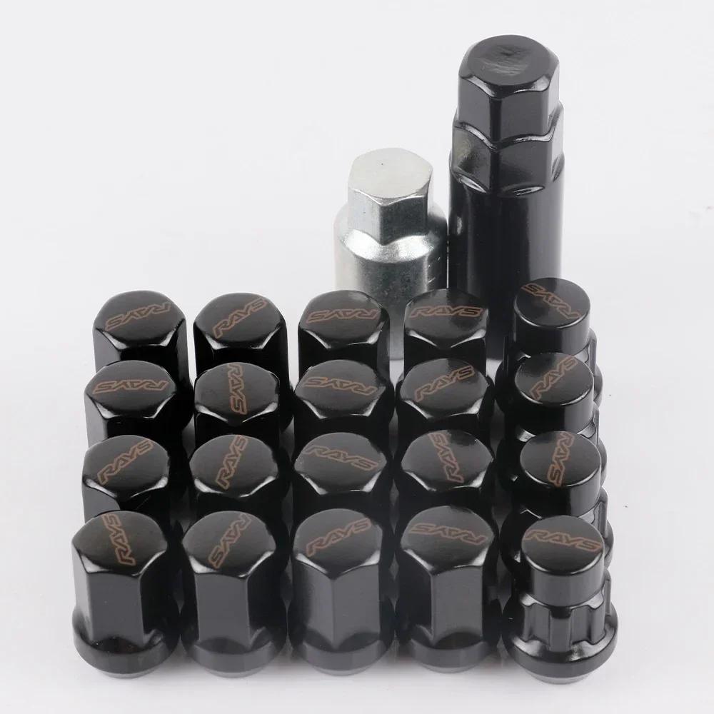 RAYS 17HEX Anti-Theft Security Steel Car Wheel Rims Lock Lug Nuts Closed End Nut 20pcs/set
