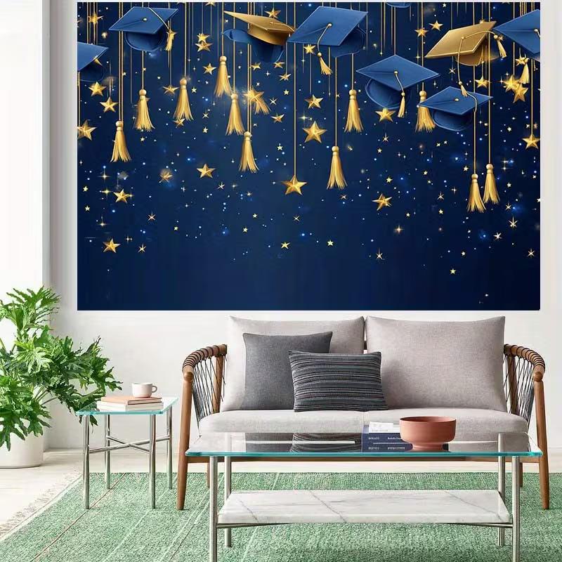 2D 2D Flat Graduation Cap Backdrop Cloth for Graduation Celebration Photoshoot Decor