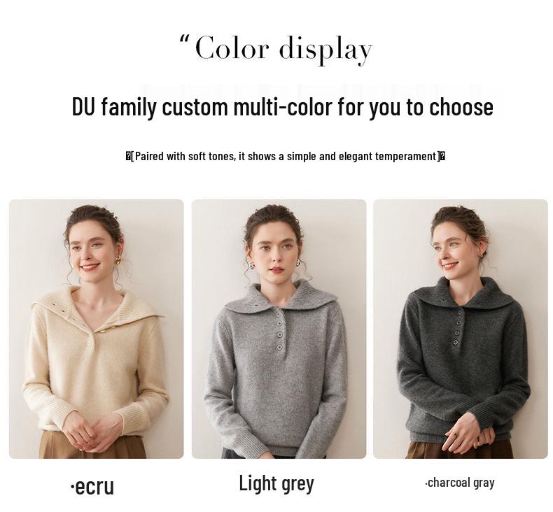 Women's High Neck Cashmere Sweater - Thick, Loose, and Casual Pullover