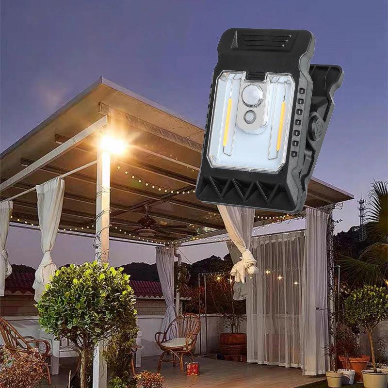 Outdoor LED Solar Clip Ligh 3 Modes Motion Sensor Lamp Waterproof Wall Lighting For Fences Garages Balconies Local Warehouse
