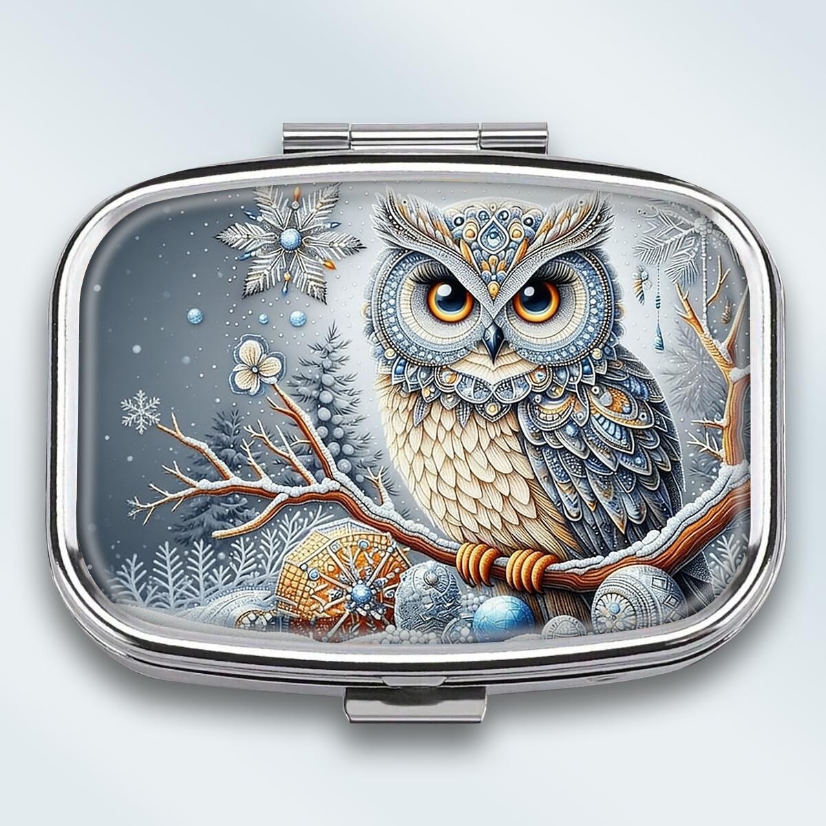 

Portable Pill Box with 2 Compartments, Mini Metal Medicine Organizer Case, Cute Printed Pill Container for Vitamins, Pills, Jewelry, Travel, Daily Use