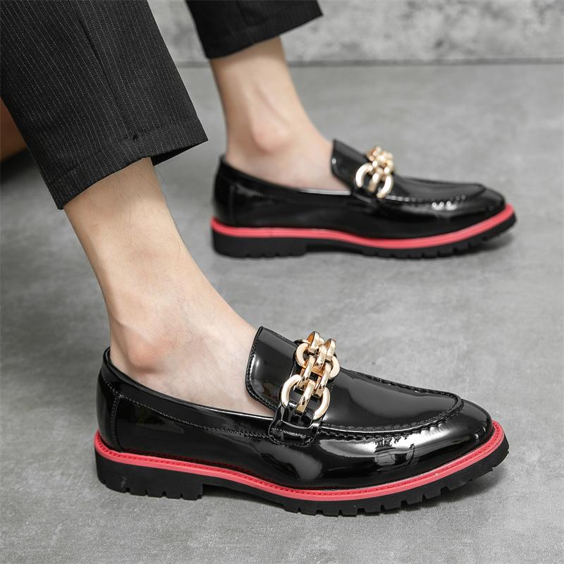 Men Loafers British Style Black Patent Leather Business Formal Shoes Wedding Dress Prom Blazers Tuxedo Party Shoes Large Size