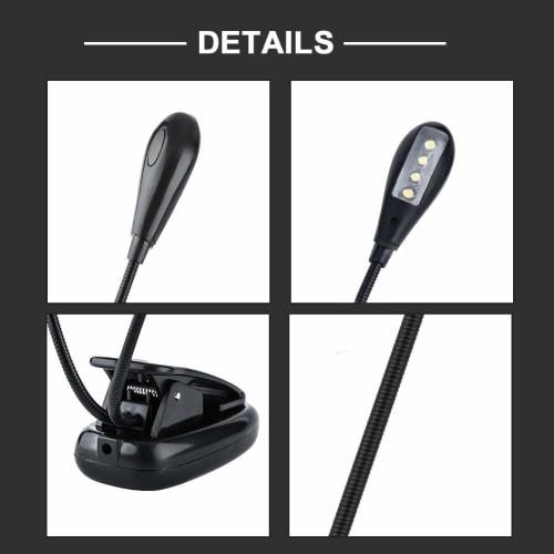 Clip-on Reading Light, Music Stand Light, Fixed, Flexible, High Brightness, Compact, for Reading, Music Stands, Musicians, and Students (8 Lights)