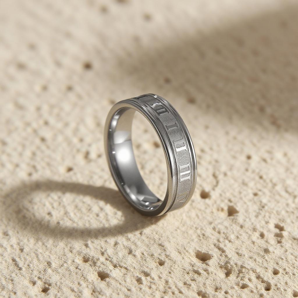 Kissmoon Trendy Classic Simple Stainless Steel Roman Digital Men Women Ring Cool Punk High Quality Jewelry Banquet Party Gifts
