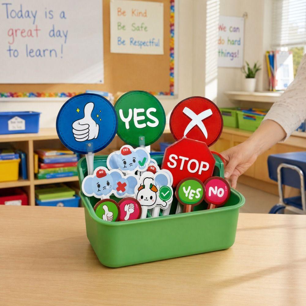 8pcs Yes/No KT Board Right/Wrong Hand Held Response Card Hold Up The Sign School Competition