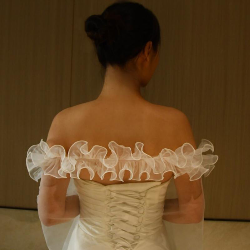Wedding Veil Ruffled Stylish Falbala Long Veil Bride Hair Accessoies White